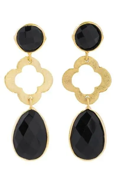 Quatrefoil Gemstone Dangle Earrings