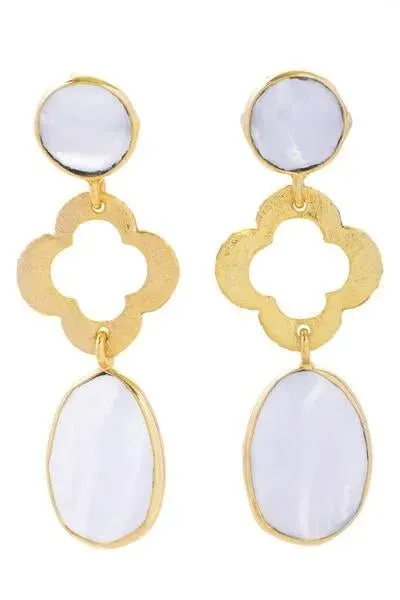 Quatrefoil Gemstone Dangle Earrings