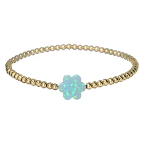 "FLOWER" Opal Charm and Gold Filled Ball Beaded Bracelet