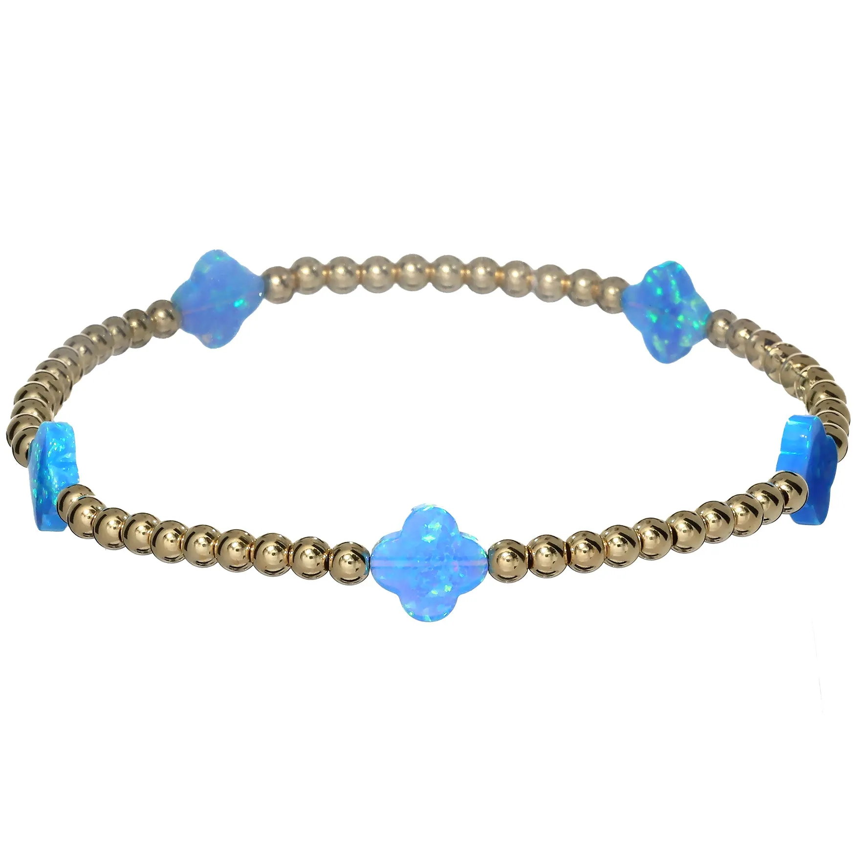 "LUCKY CLOVER" Medium Opal BTY on Gold Filled beaded Bracelet