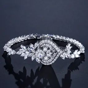 "Narissa" - Art Deco CZ Bridal Bracelet - Available in Silver, Rose Gold and Yellow Gold