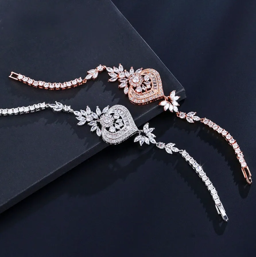 "Narissa" - Art Deco CZ Bridal Bracelet - Available in Silver, Rose Gold and Yellow Gold