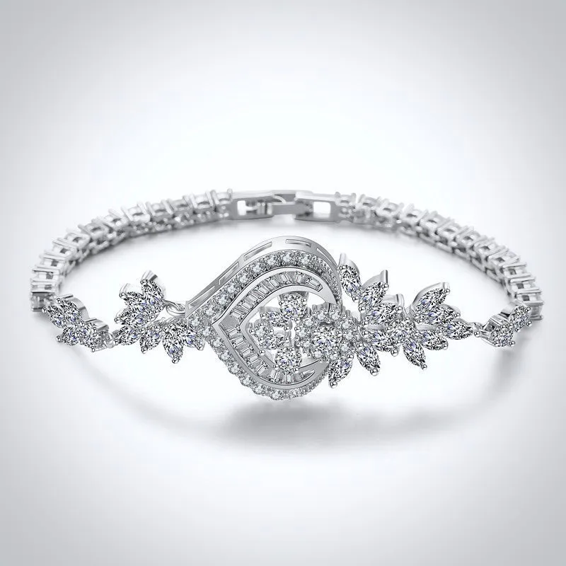 "Narissa" - Art Deco CZ Bridal Bracelet - Available in Silver, Rose Gold and Yellow Gold