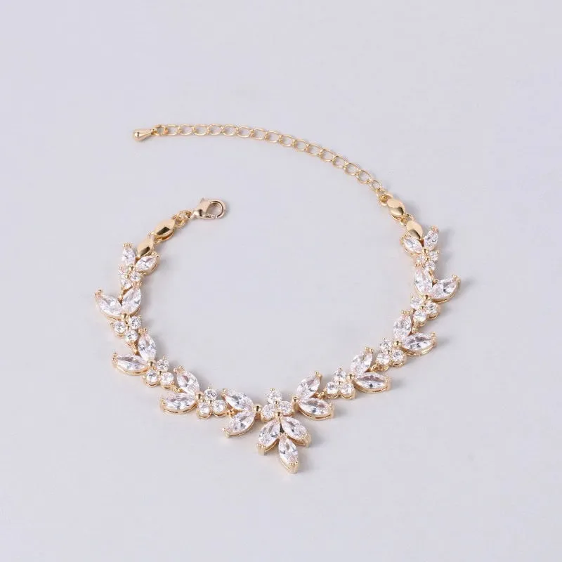 "Patricia" - Cubic Zirconia Bridal Bracelet - Available in Silver, Rose Gold and Yellow Gold