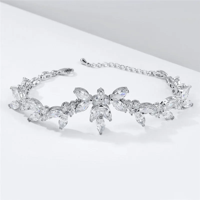 "Patricia" - Cubic Zirconia Bridal Bracelet - Available in Silver, Rose Gold and Yellow Gold