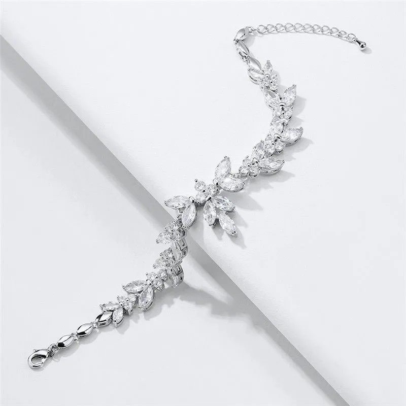 "Patricia" - Cubic Zirconia Bridal Bracelet - Available in Silver, Rose Gold and Yellow Gold