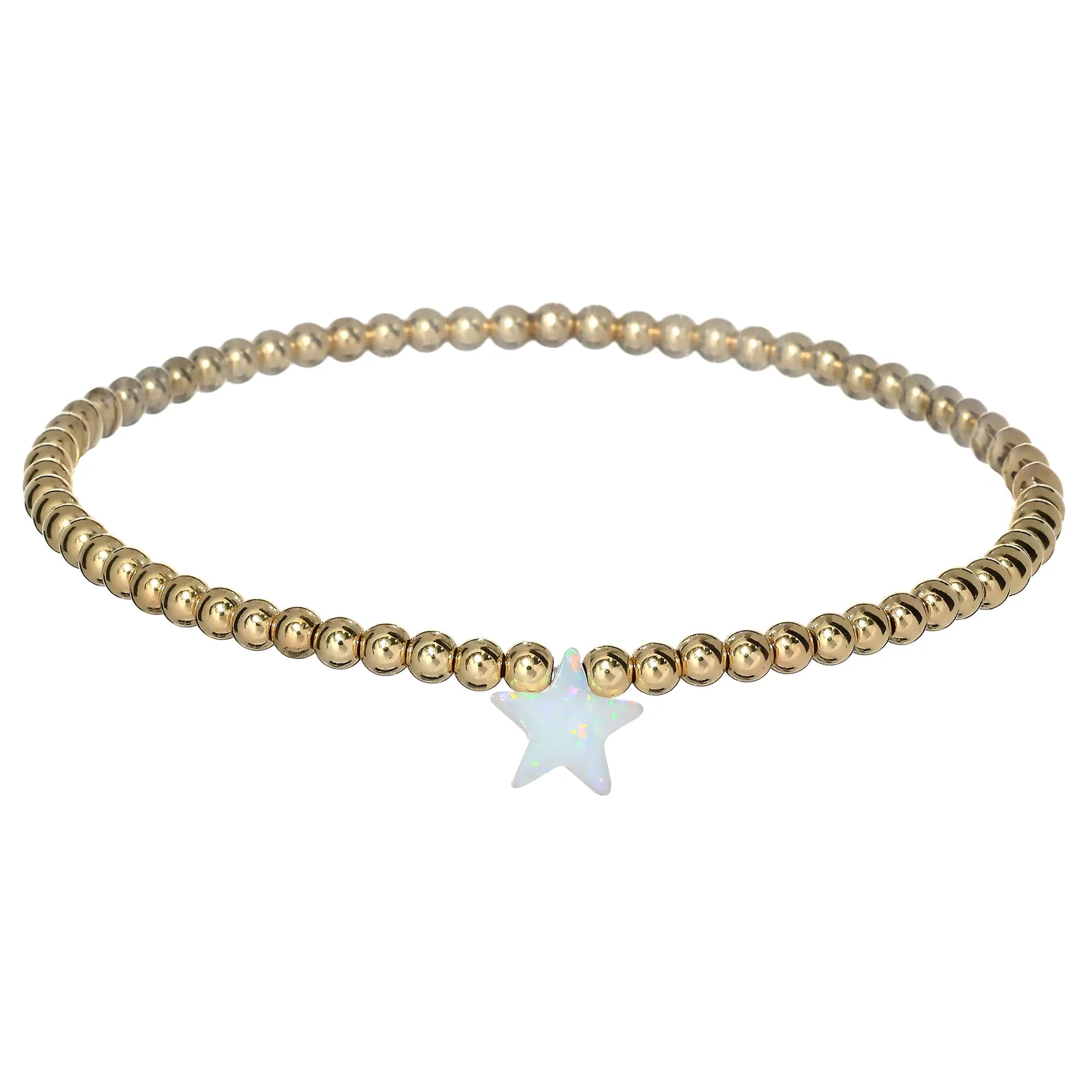 "STAR" Opal Charm and Gold Filled Ball Beaded Bracelet