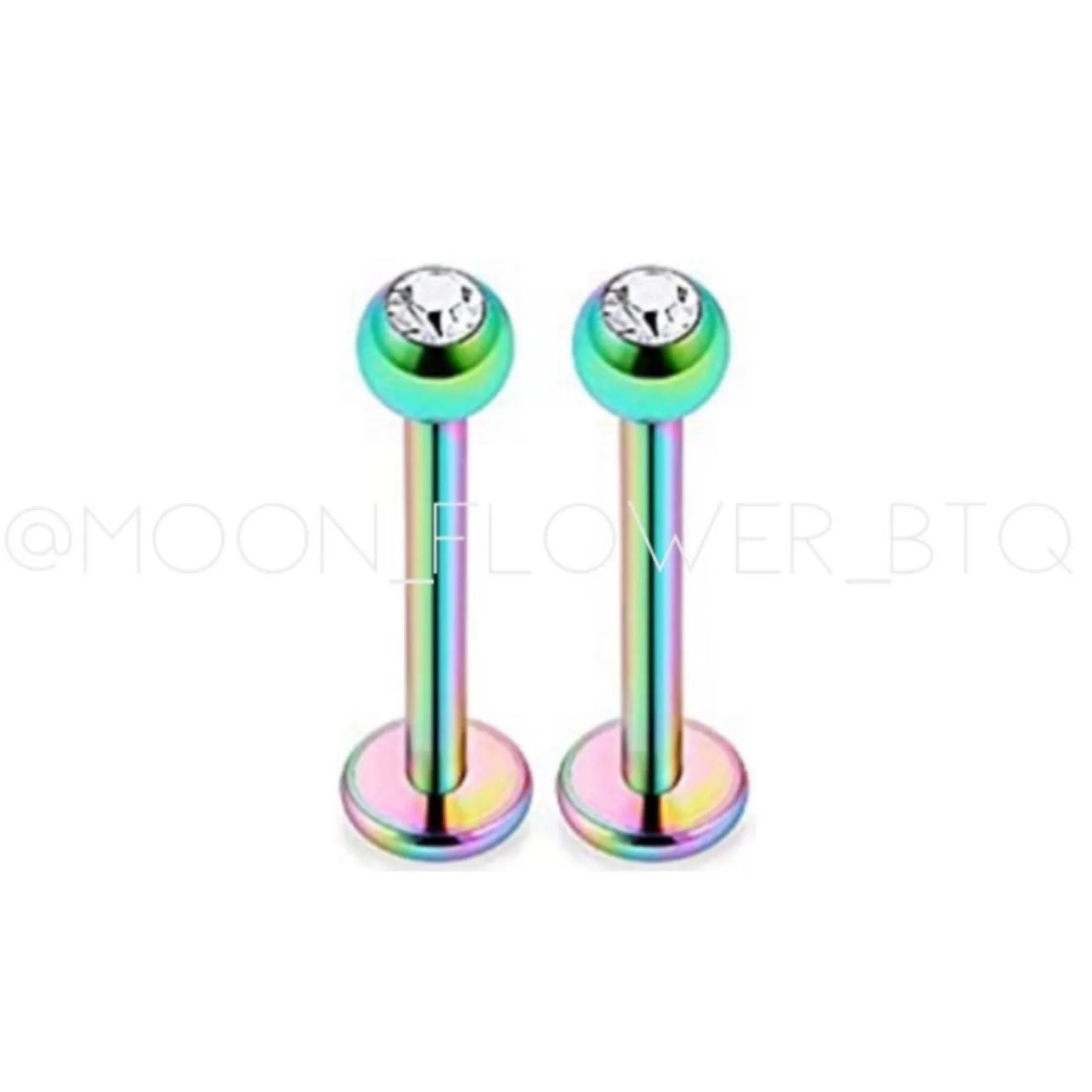 Rainbow CZ Flat Back Earrings