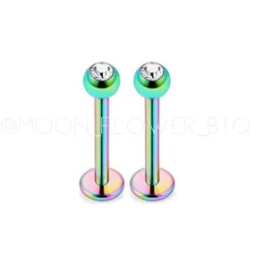 Rainbow CZ Flat Back Earrings