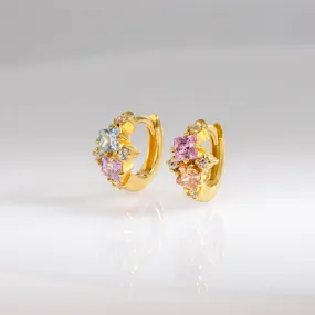 Rainbow Gem Gold 7mm Baby Huggie Earrings