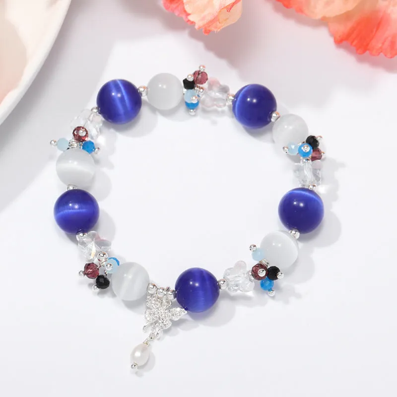 Rainbow Opal Sterling Silver Bracelet for Girls and Student Gifts