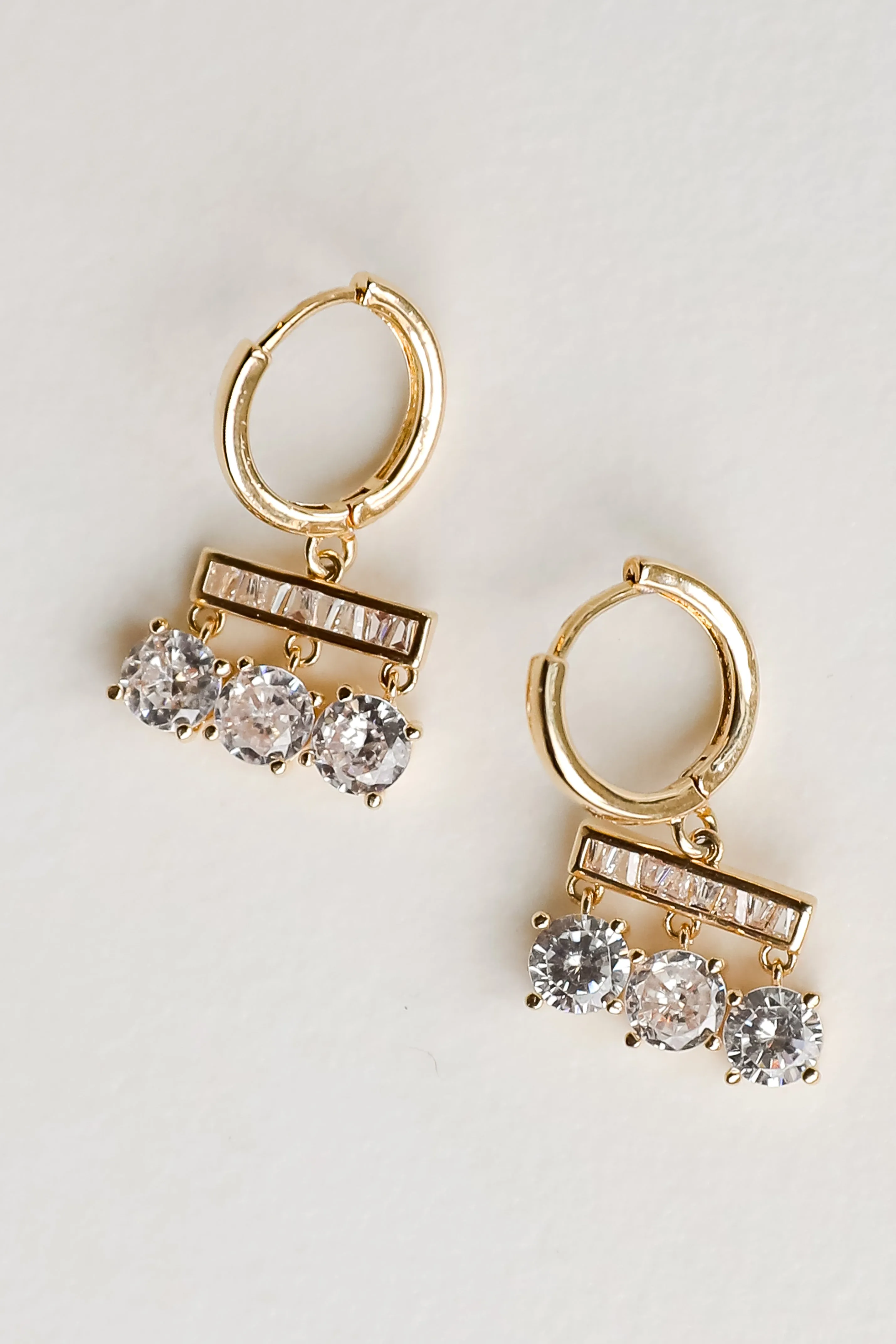 Reagan Gold Rhinestone Mini Hoop Earrings