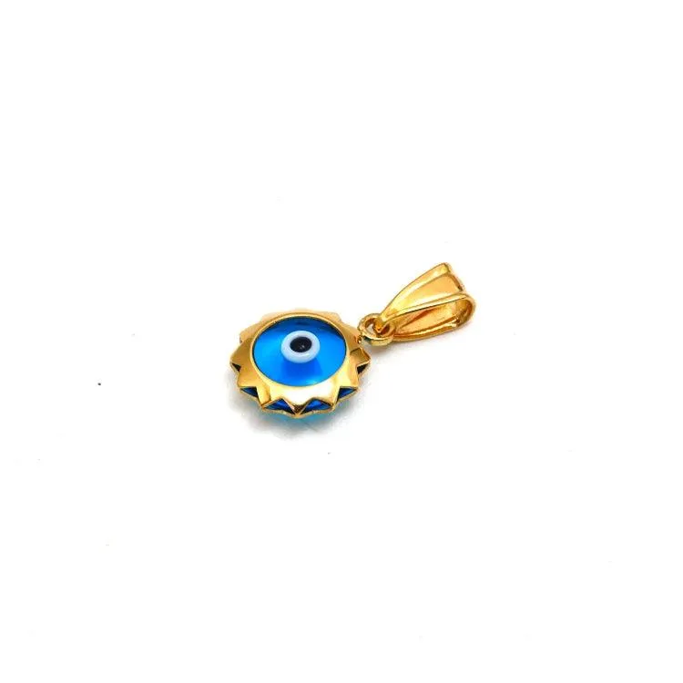 Real Gold Round Evil Eye Star Pendant - Model 0457 P 1930