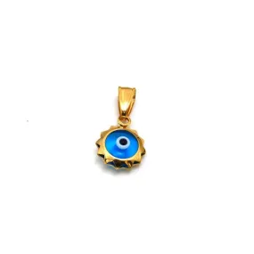 Real Gold Round Evil Eye Star Pendant - Model 0457 P 1930