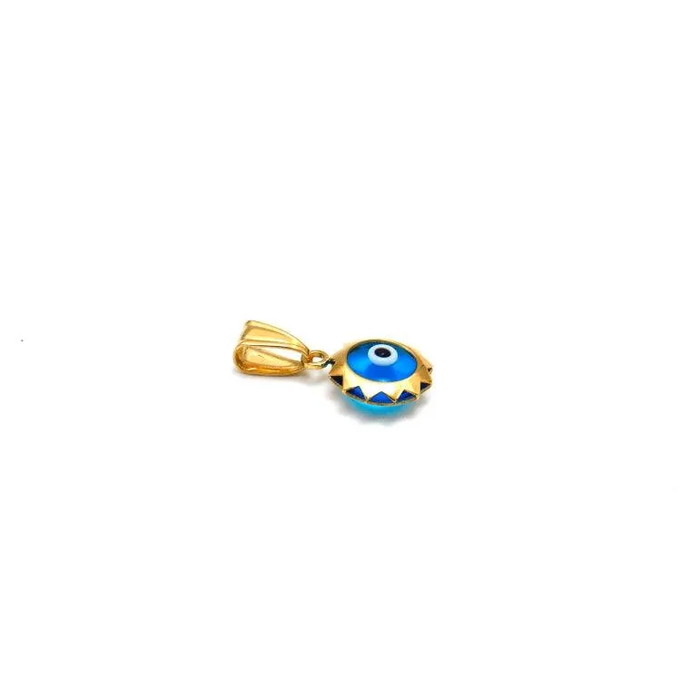 Real Gold Round Evil Eye Star Pendant - Model 0457 P 1930