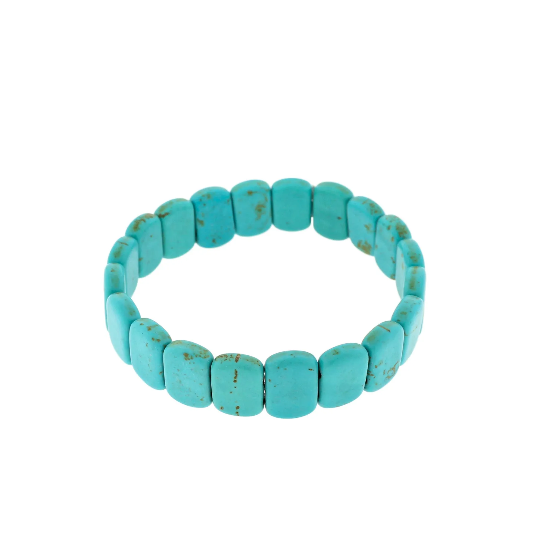 Rectangle Howlite Bead Bracelet - 57mm - Turquoise - 1 Bracelet - BB193