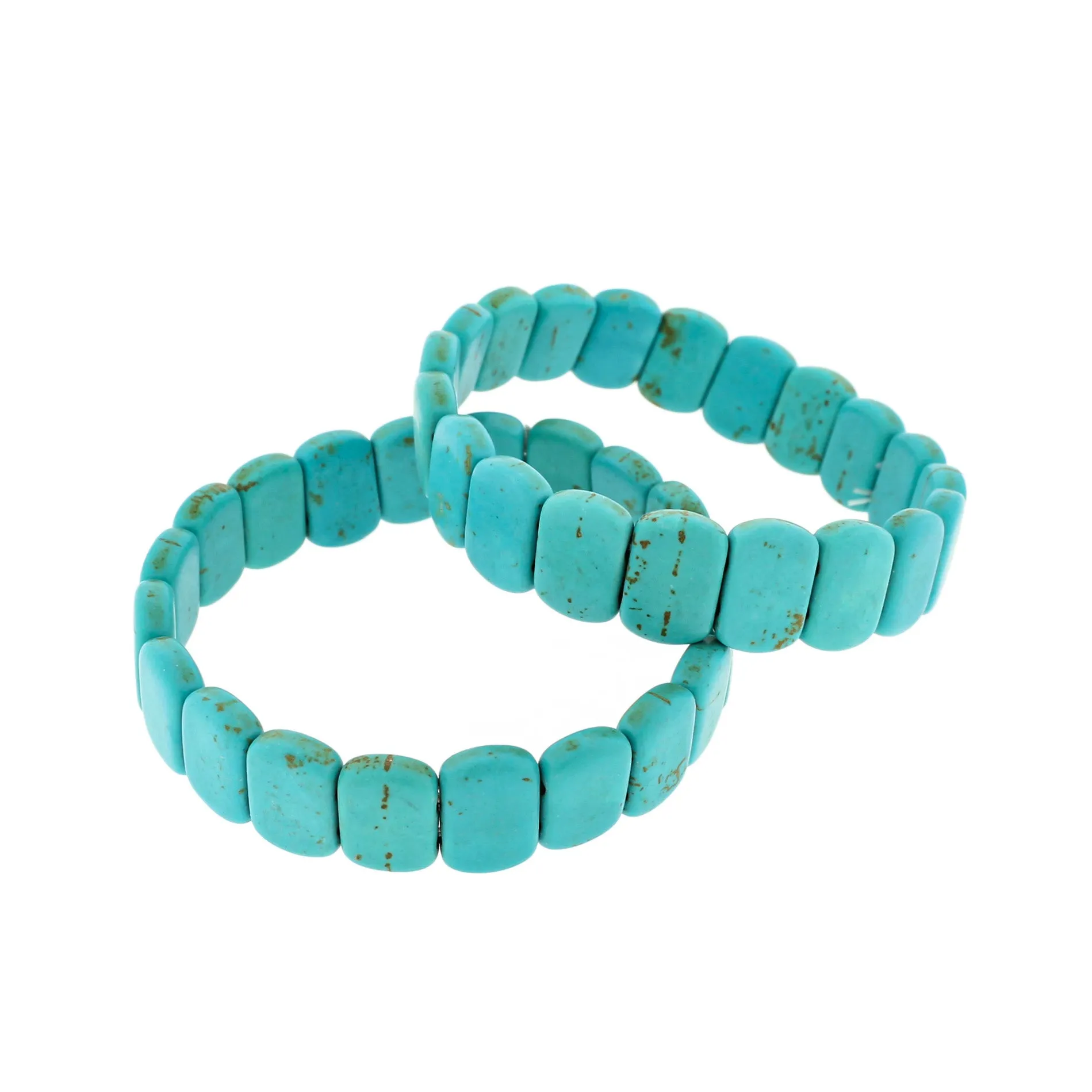 Rectangle Howlite Bead Bracelet - 57mm - Turquoise - 1 Bracelet - BB193