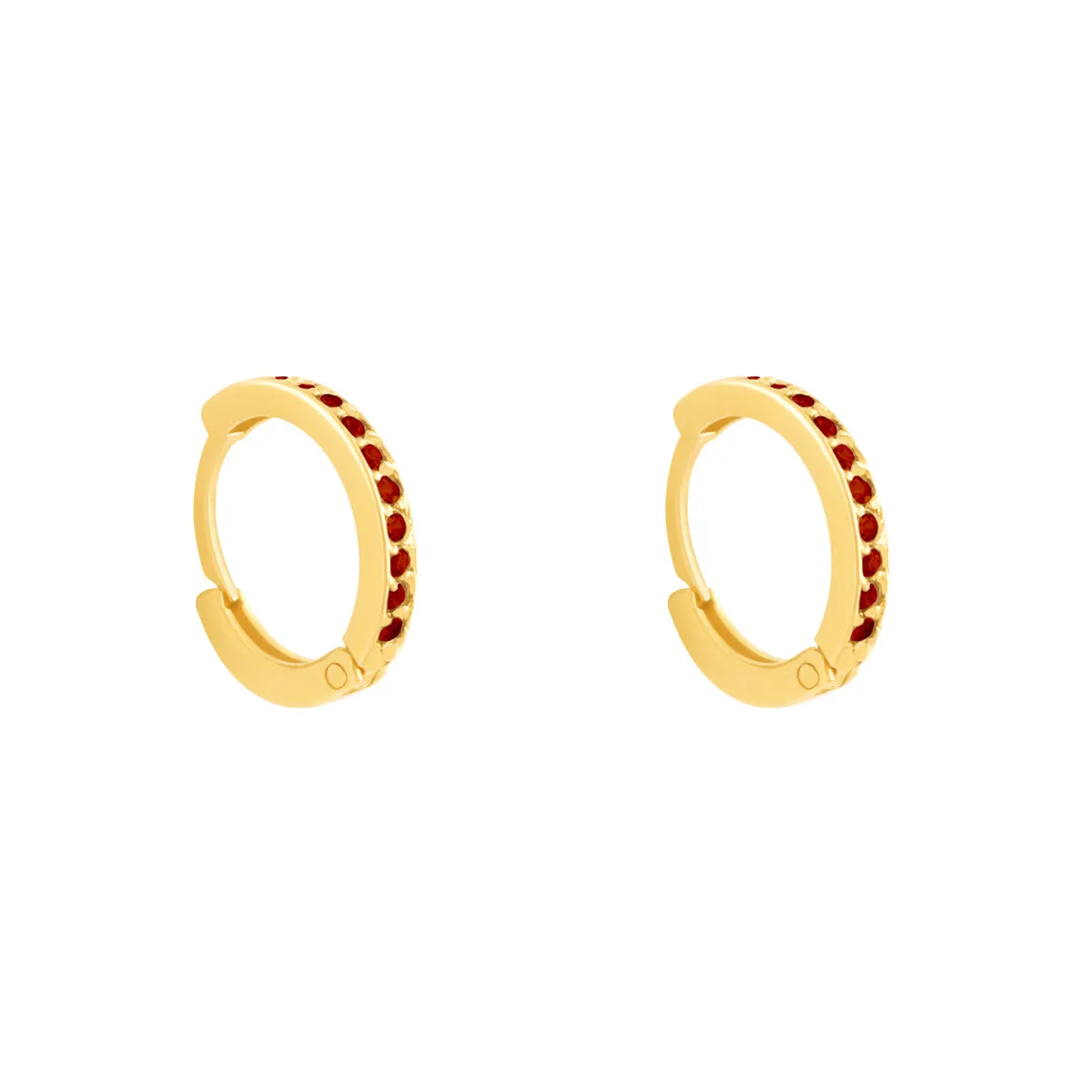 Red Gemstone Hoop Earring