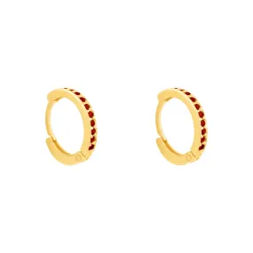 Red Gemstone Hoop Earring