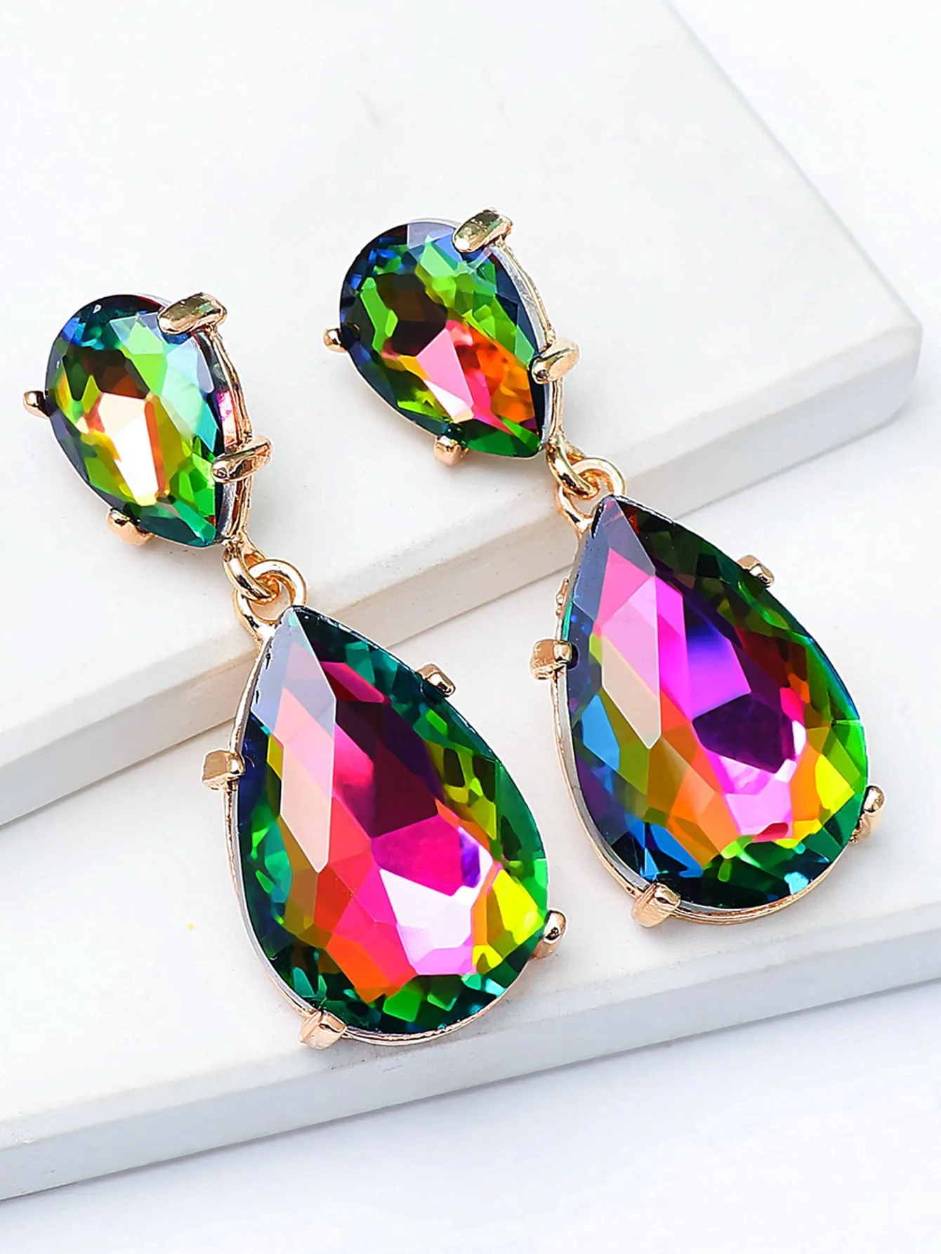 Rhinestone Water Drop Earrings