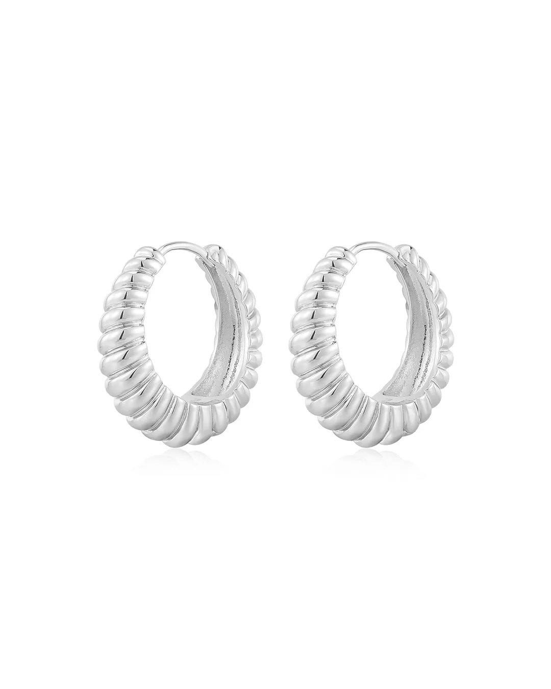 Ridged Marbella Hoops- Silver (Ships Mid November)