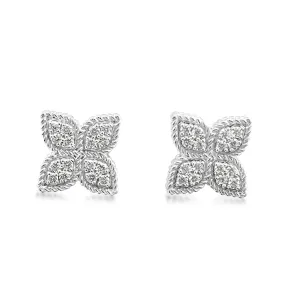 Roberto Coin Princess Flower Press Stud Earrings - 18ct White Gold