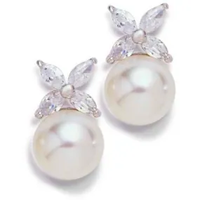 Rosa Cubic Zirconia and Pearl Earrings