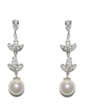 Rosalia Floral Dangle Pearl Earring