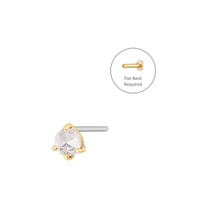 ROSALYN | Rose Cut White Sapphire Solitaire Threadless Flatback Earring