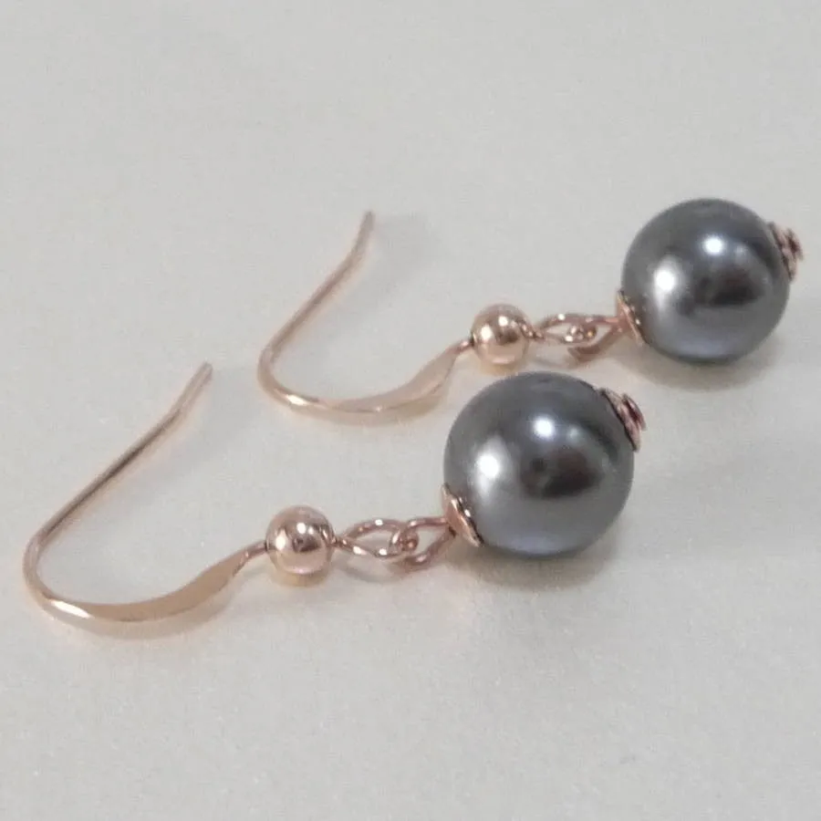 Rose Gold Pearl Fish Hook Earrings