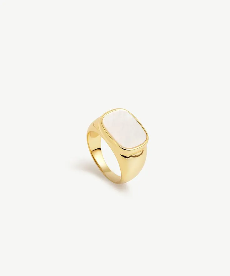 Royal Mother of Pearl Square Signet Ring