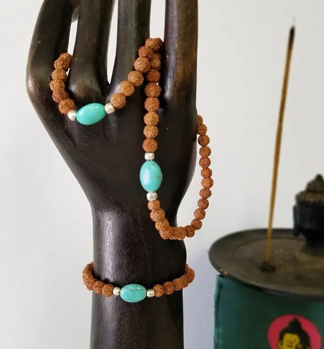 Rudraksha Turquoise Beaded Bracelet