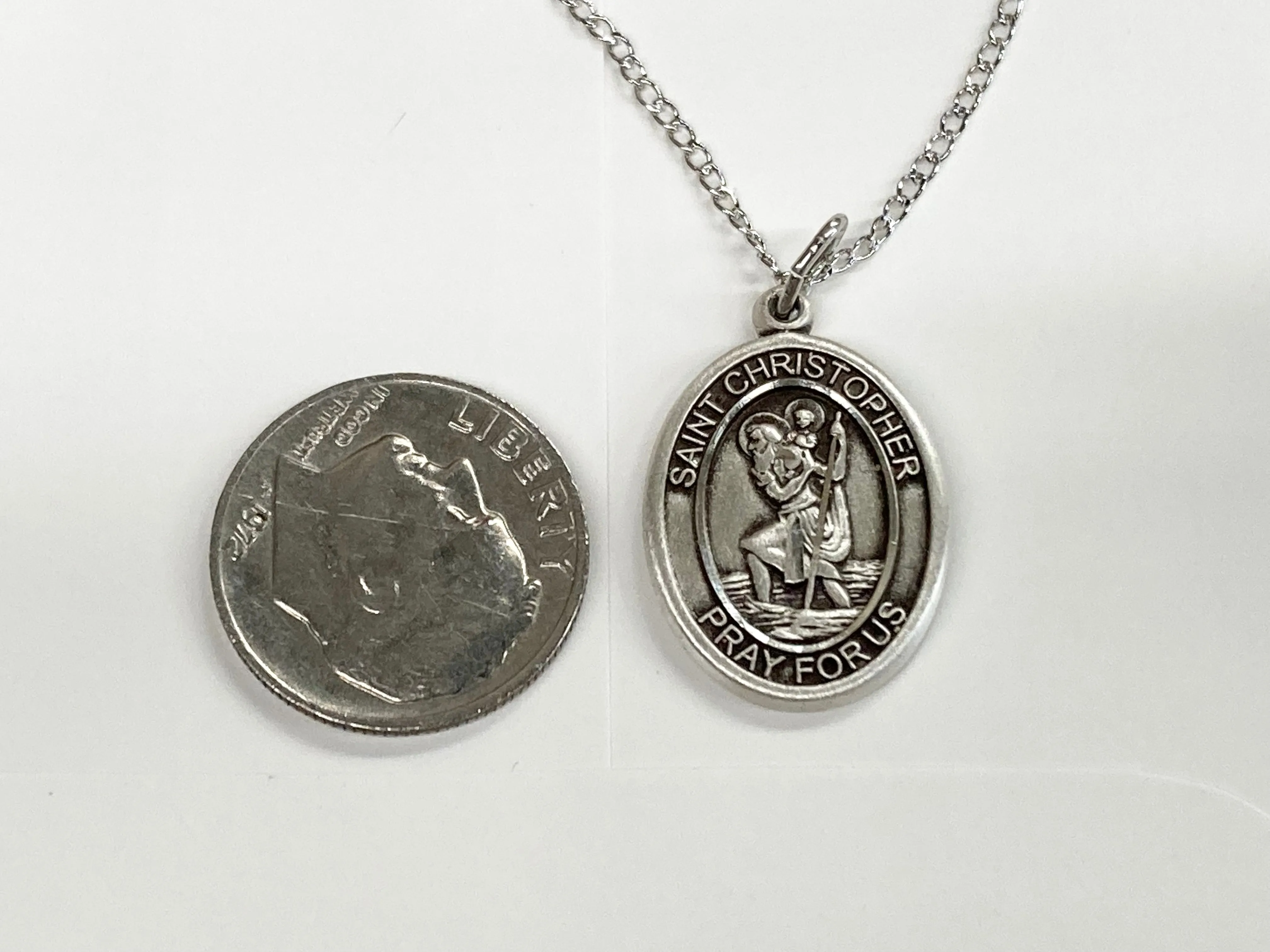 Saint Christopher Silver Pendant With Chain