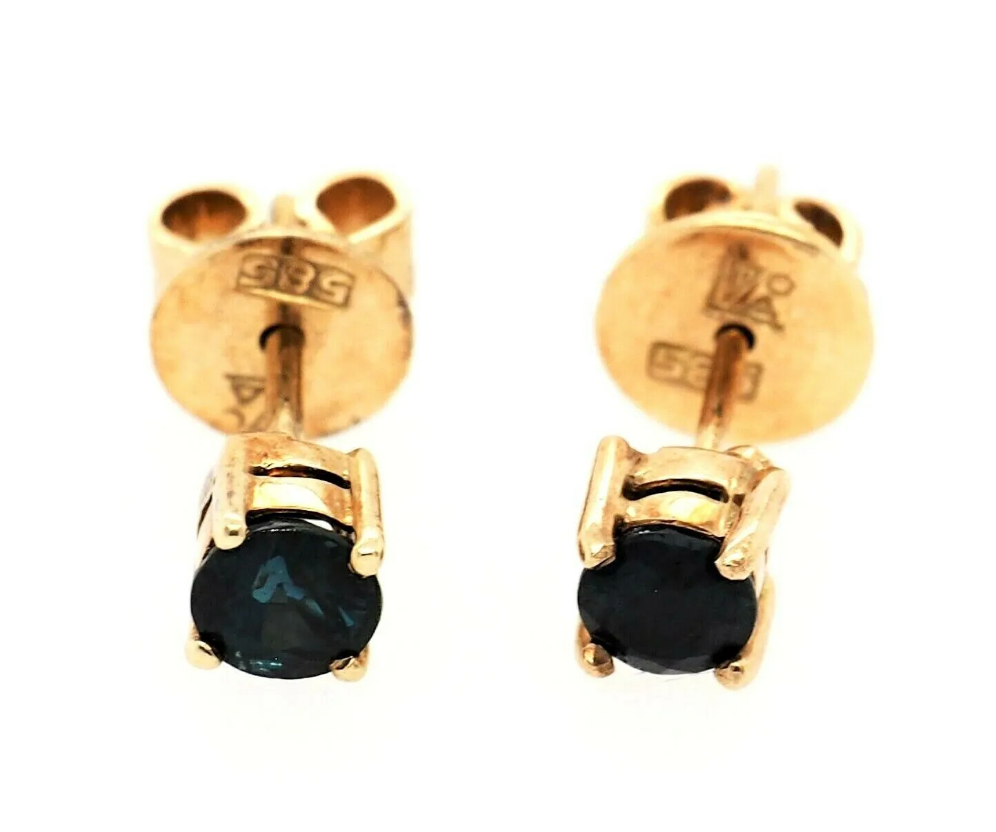 Sapphire & 9ct Yellow Gold Stud Earrings Pierced Ears Fine Jewellery