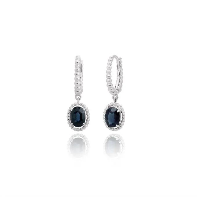 Sapphire Beaded Halo Dangle Earrings