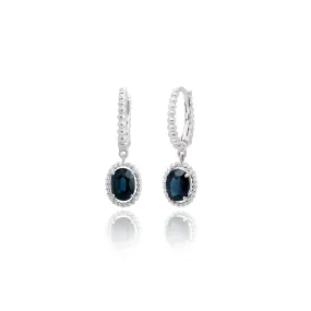 Sapphire Beaded Halo Dangle Earrings