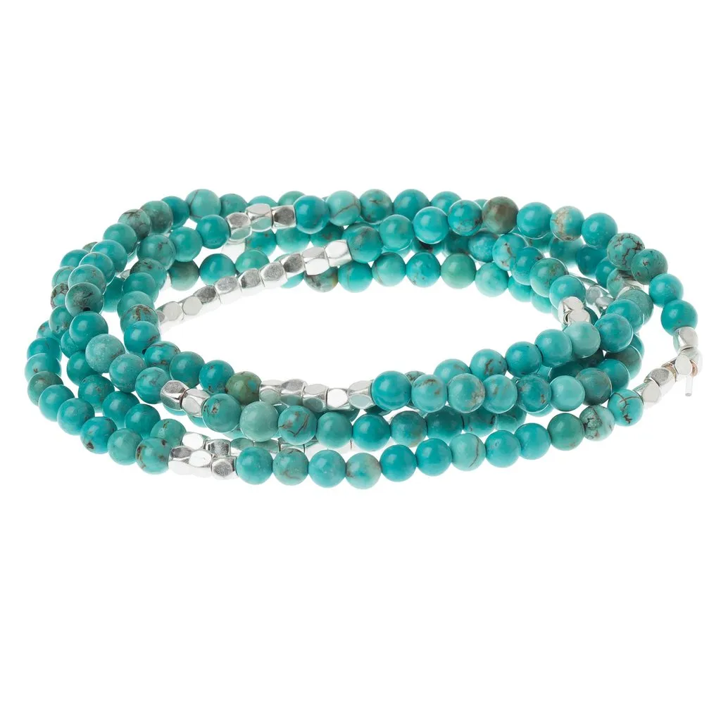 Scout Curated Wears - Stone Wrap Bracelet/Necklace - Turquoise/Silver - Stone Of The Sky