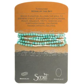 Scout Curated Wears - Stone Wrap Bracelet/Necklace - Turquoise/Silver - Stone Of The Sky