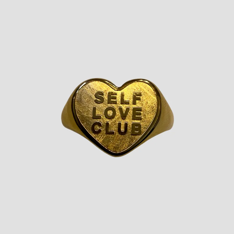 Self Love Club Heart 18k Gold Signet Ring