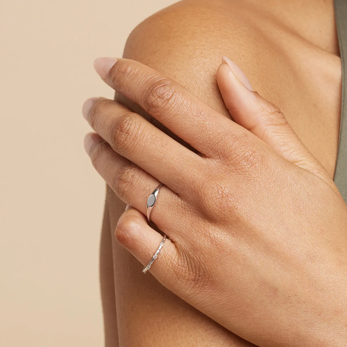 Signet Ring in Solid White Gold