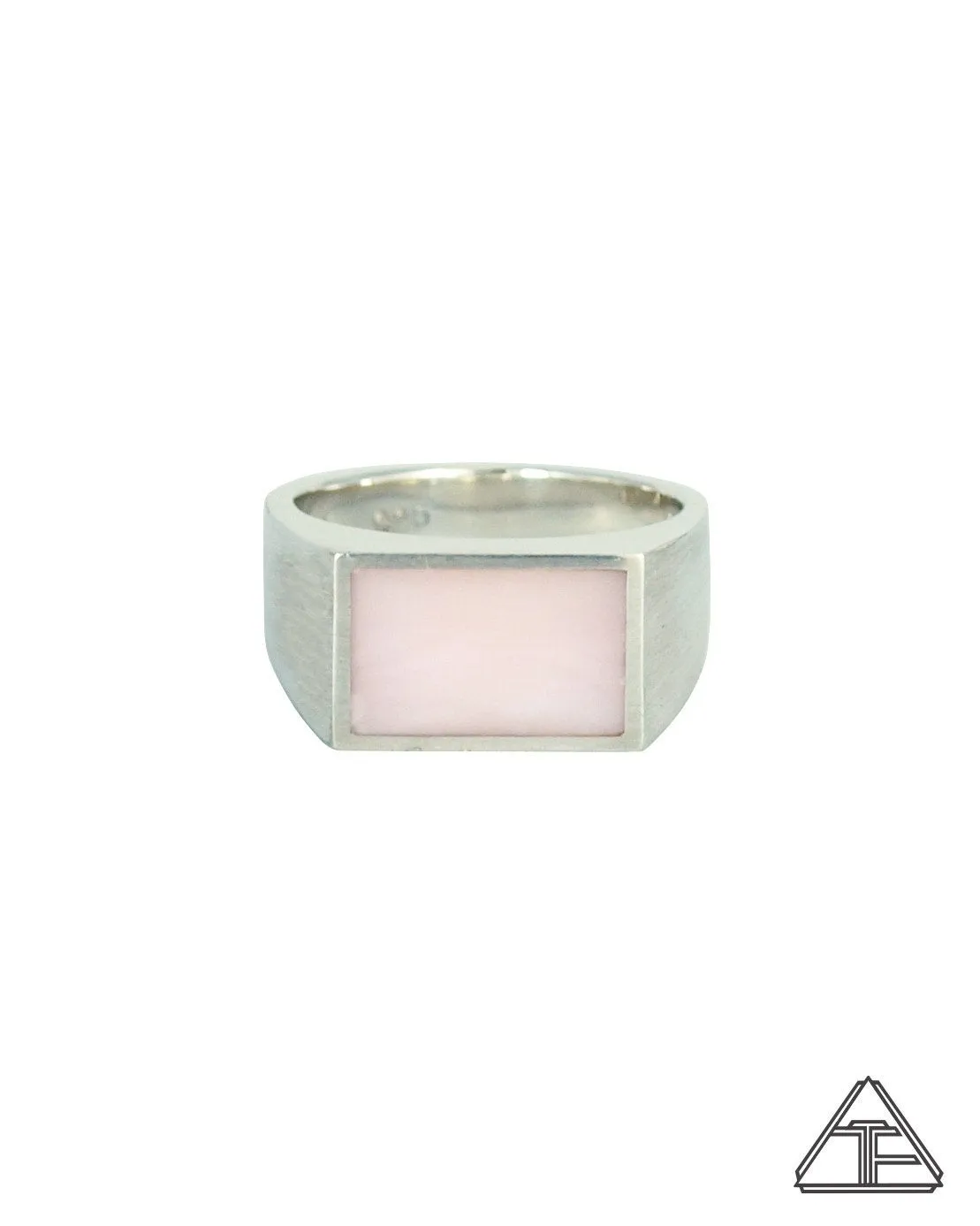 Signet Ring: Pink Opal Inlay Size 7