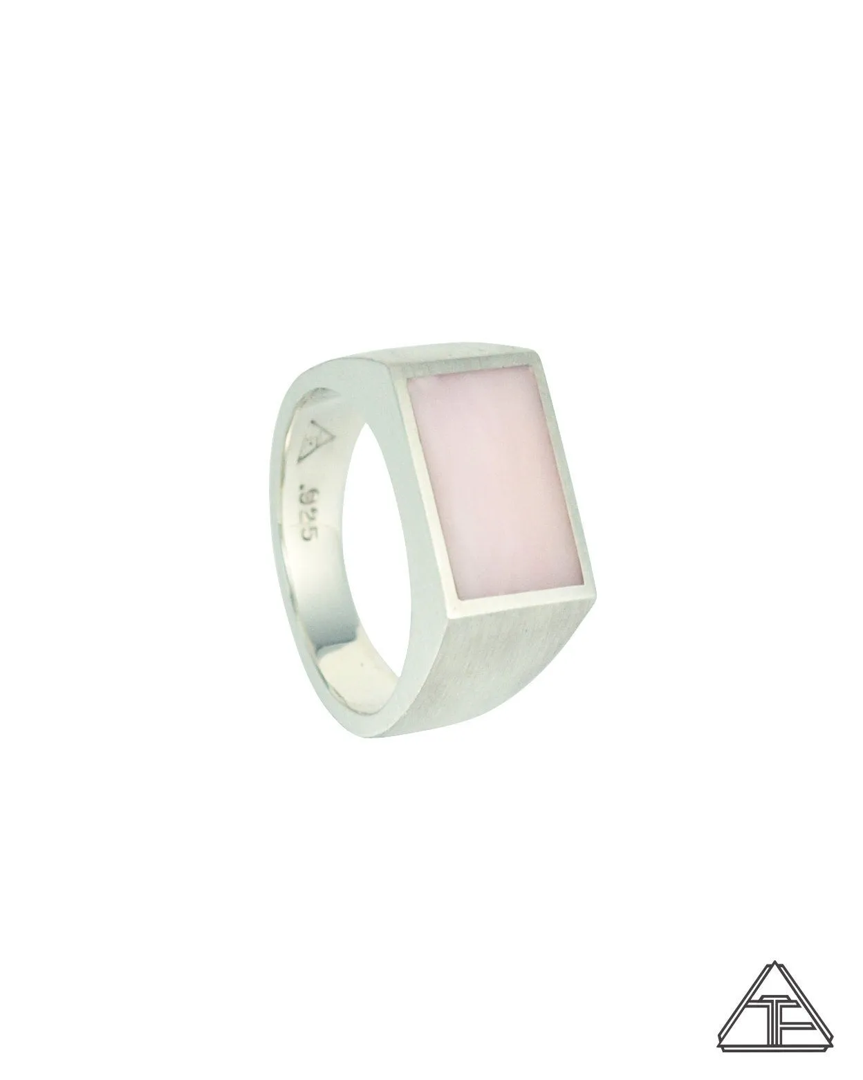 Signet Ring: Pink Opal Inlay Size 7