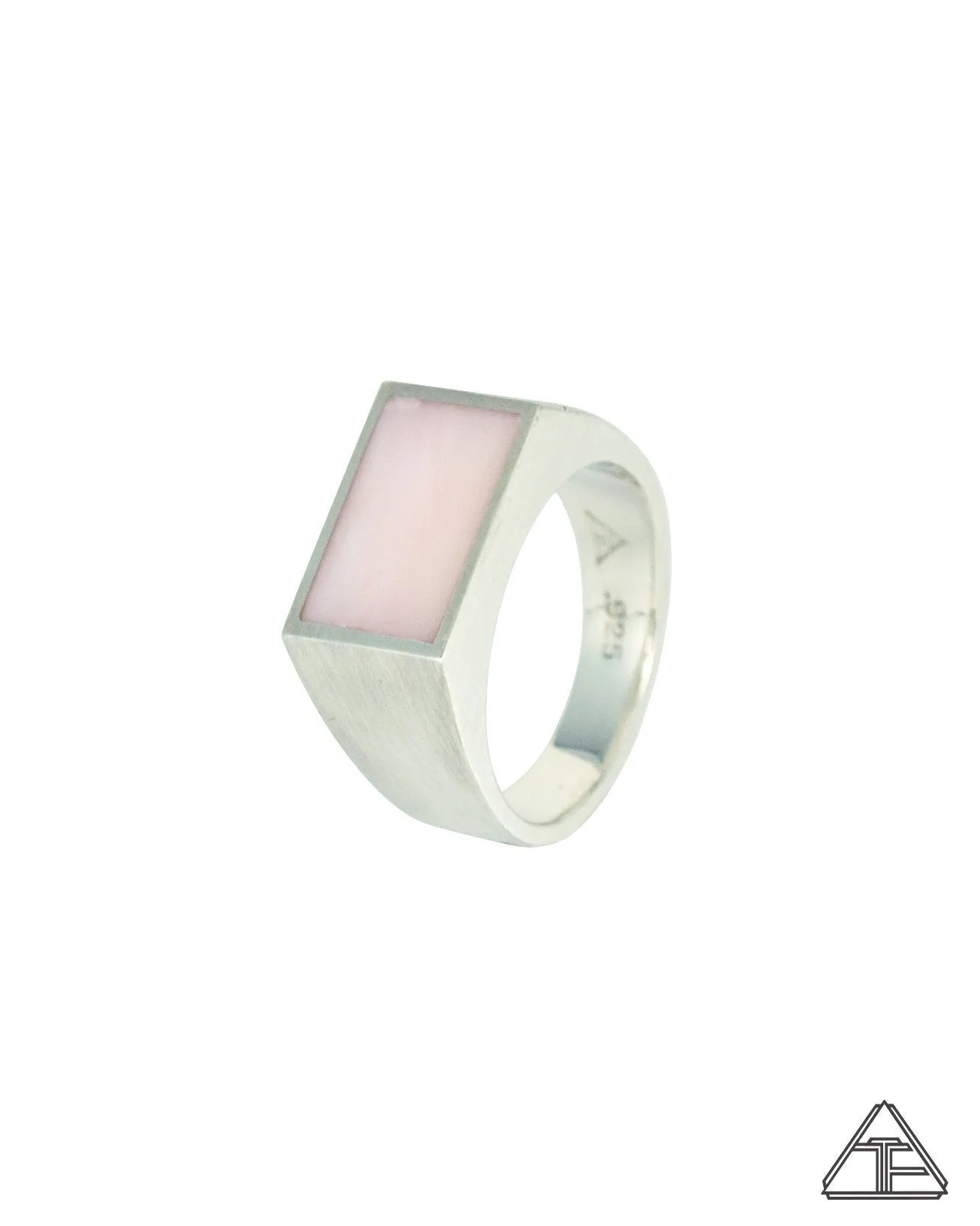 Signet Ring: Pink Opal Inlay Size 7