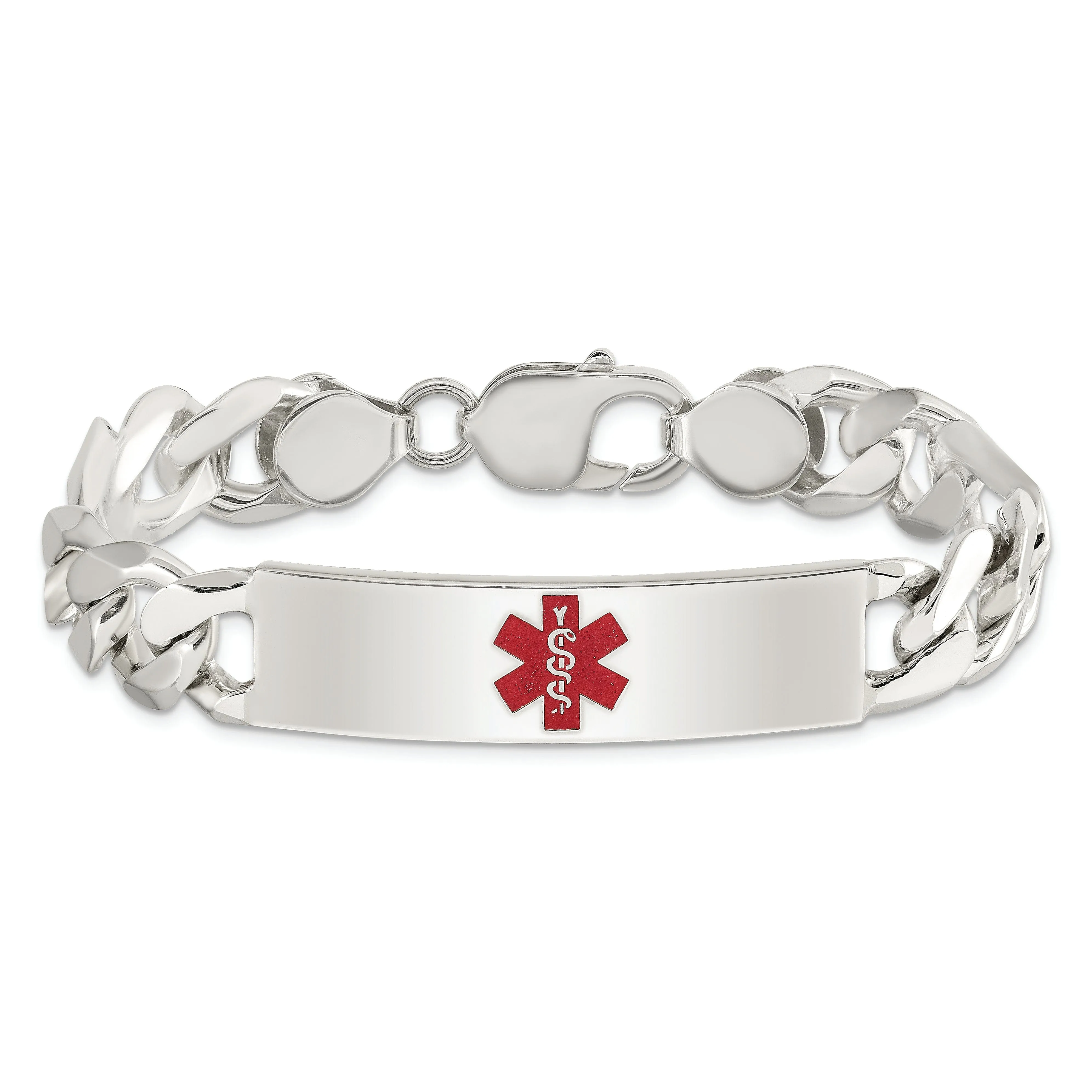 Silver 11-MM Wide Medical Anchor 8.50 inch ID Bracelet.