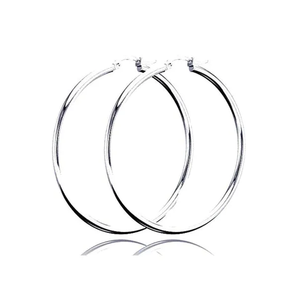 Silver 925 Plain Hoop Earring 2mm