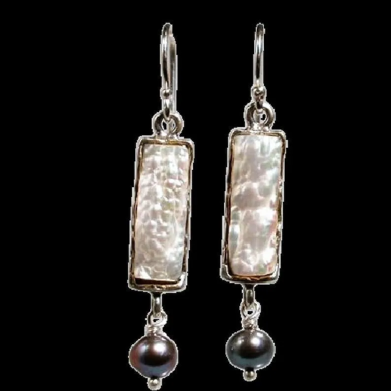 Silver earrings sterling 925 set Pearls Israeli jewelry