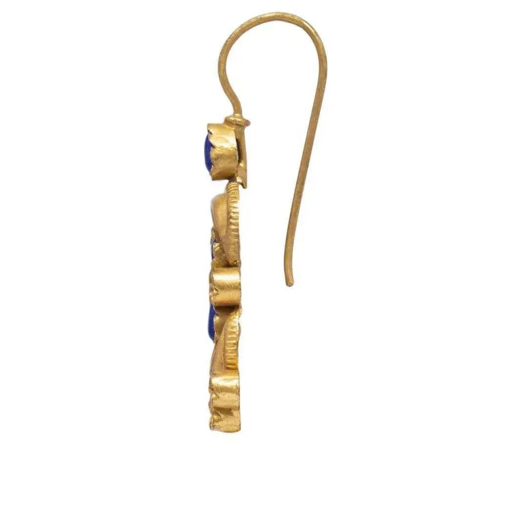 Silver Gold Plated Lapis and Pearl Earrings