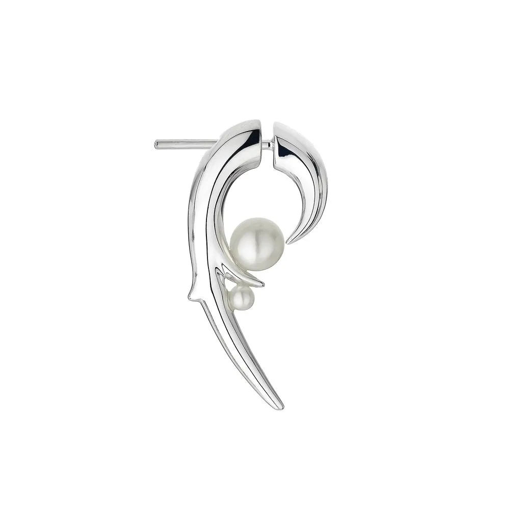 Silver Hooked Pearl Earrings