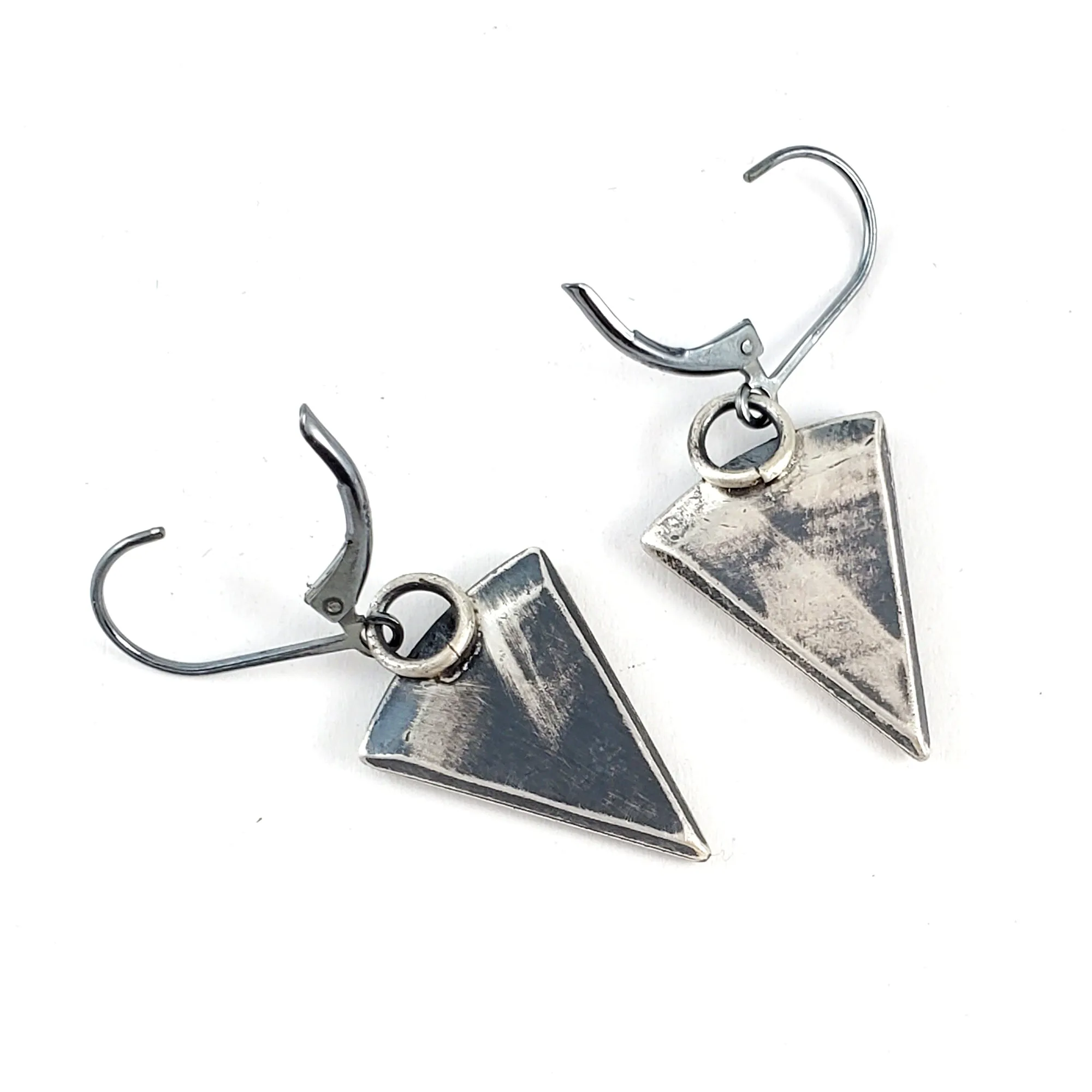 Silver Pizza Slice Coin Dangle Earrings