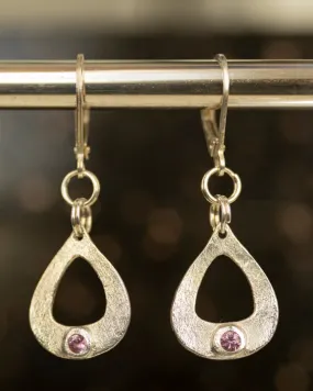 Silver   Sapphire Drop Earrings